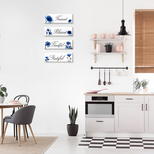 Decoración De Pared Azul Para Sala De Estar 4 Piezas - Signo