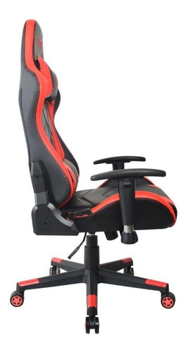 Imagen 3 de 4 de Silla de escritorio Njoytech Stratos gamer ergonómica negra y roja con tapizado de cuero sintético
