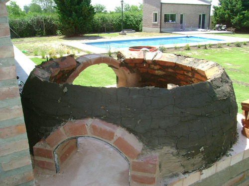 Seña Horno De Barro Leña Y Gas Con Fogonero Lateral Y Base