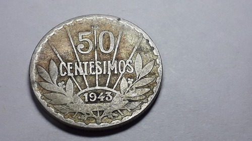 Moneda De Uruguay 50 Céntimos 1943 (78 Años) Cat. 053