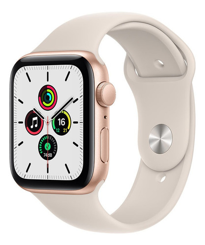 Apple Watch SE (GPS, 44mm) - Caja de aluminio color dorado - Correa deportiva Blanco estelar