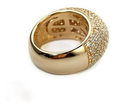 Anel Pavê Com Forro Em Ouro Amarelo 18k!! Mais Brilhantes!!