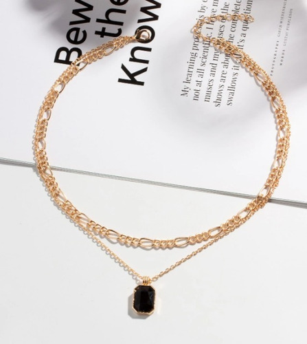 Collar A Capas Con Diamante De Imitacion Colgante Geometrico