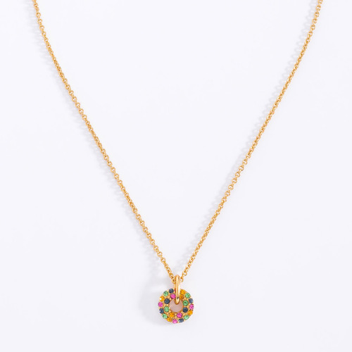 Collar Piedras Colores Nice Elegante Dorado Nice