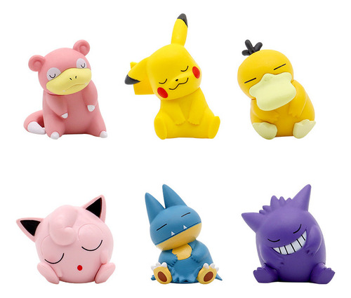 Figura Modelo Pokémon Pikachu Gengar Sleep, 6 Unidades, Jugu