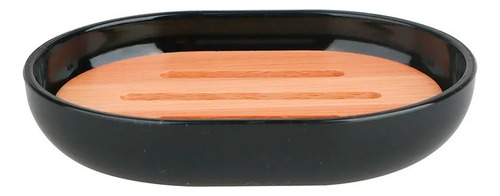 Jabonera Plastica Bamboo Desmontable Organizador Baño Color Negro