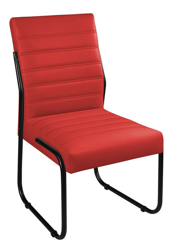 Conjunto Com 4 Cadeira Jade Sala De Jantar Couro Sintético Cor da estrutura da cadeira Preto Cor do assento Vermelho Desenho do tecido Liso