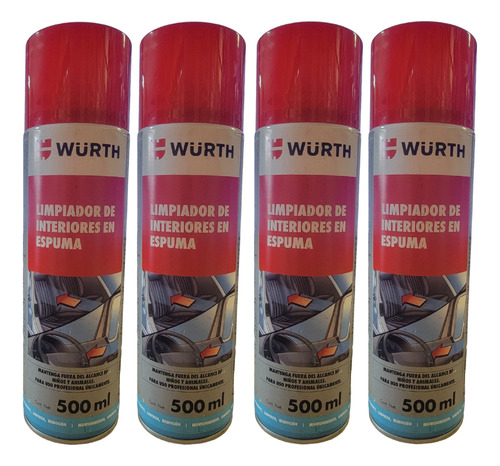 Limpiador De Interiores Espuma Plásticos/vidrios 500ml 4pzas