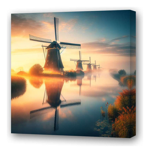 Cuadro 20x20cm Molinos De Viento Kinderdijk Holanda M2