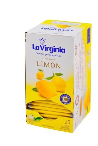 Imagen 1 de 1 de Té La Virginia Limón X 20 Saquitos Ensobrados