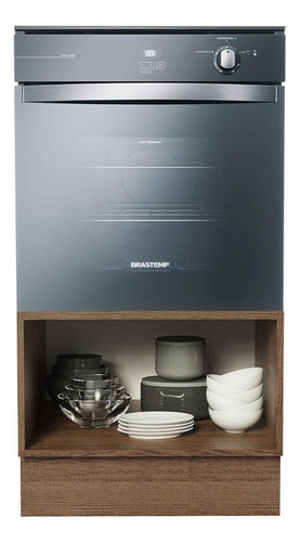 Mueble Para Horno Y Microondas Madesa Lux Sin Encimera Mn Color Rustic/Negro
