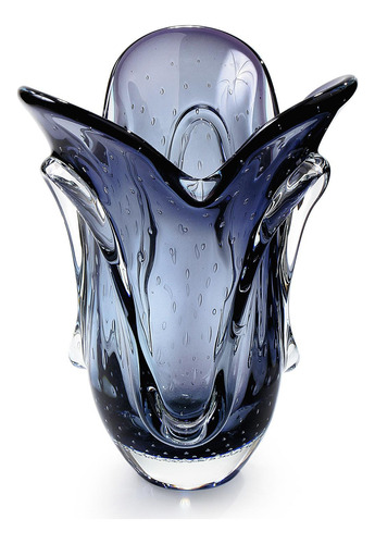 Vaso Em Cristal Murano Azul São Marcos 36x27x24cm