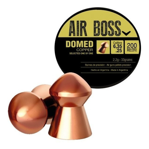 Balines Air Boss Copper Domed Cobreados 6.35mm 33gr X200unid