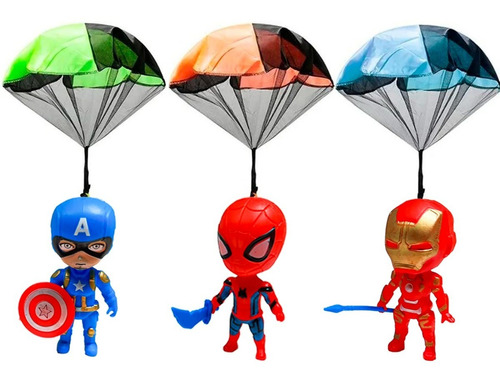 Muñeco Avengers Juguete Niño Con Paracaidas Y Accesorios X 6