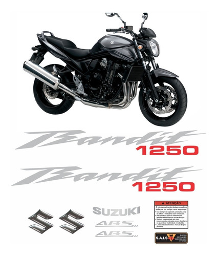 Kit Jogo Faixa Emblema Adesivo Suzuki Bandit 1250 2012 Preta