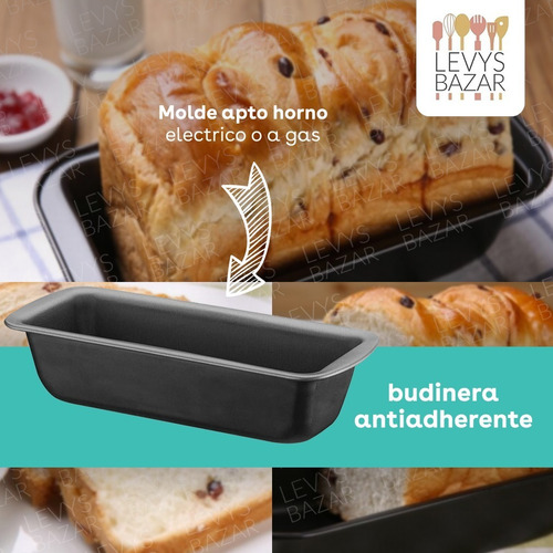 Imagen 2 de 9 de Budinera Molde Pan Antiadherente Teflon 29cm Calidad