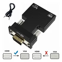 Comprar Convertidor De Hdmi A Hembra Macho A Vga Con Adaptador De Au Convertir Una Señal Digital Hdmi A Una Señal Analógica Vga; El Puerto De Audio De 3,5 Mm Envía Audio A Un Altavoz O Monitor Gomita