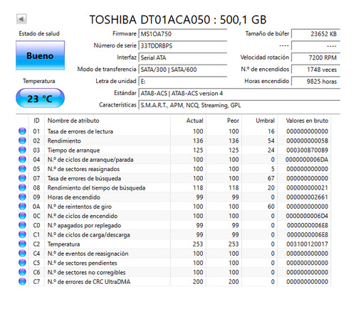 Toshiba Dt01aca050 Disco Rigido 500gb Plateado (Usado)