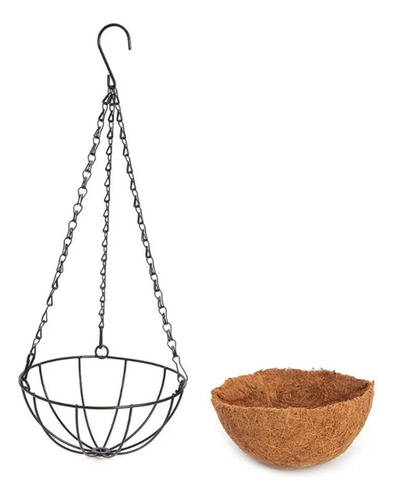 Vaso Fibra De Coco Completo Corrente-prato-suporte