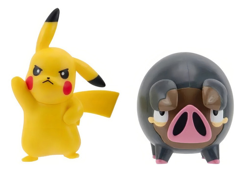 2 Figuras De Batalla Pikachu Y Lechonk Pokemon Coleccion