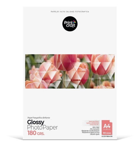 Papel Glossy Foto 180 Grs A4 100 Hojas Tarjetas Brillantes