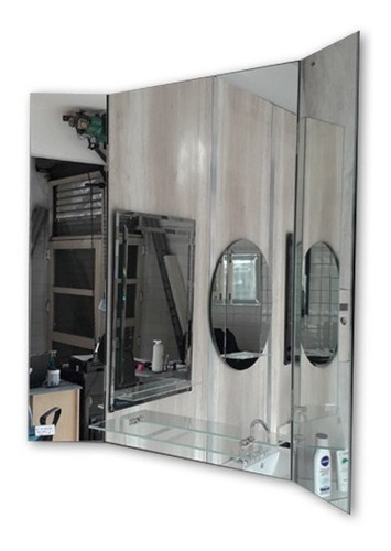 Imagen 2 de 10 de Espejo Baño Triptico Con Repisa