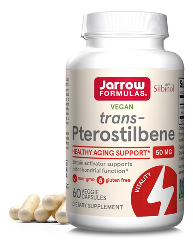 Pterostilbene Jarrow Formulas 50mg 60 Cápsulas Antioxidante Sabor Sin Sabor