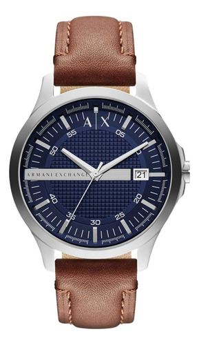 N- Relógio Armani Exchange Ax2133 De Couro Marrom Com Data