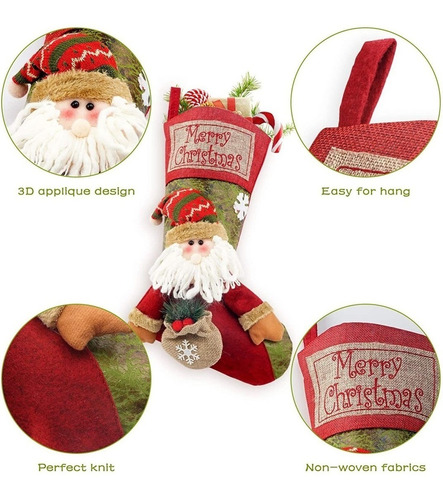 Imagen 3 de 8 de Calcetín Navideño Clásico Grande De 3 Paquetes De 46 Cm