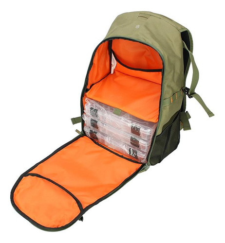 Mochila Pesca Backpacks Com 3 Estojos Verde Oliva - Plano