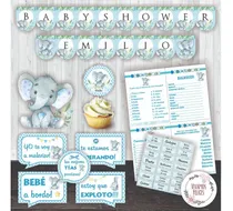 Comprar Kit Baby Shower Elefante Puntos Nene Bebé