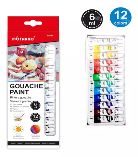 Pintura Gouache Profesionales Artes Escolares 12 Colores 6ml