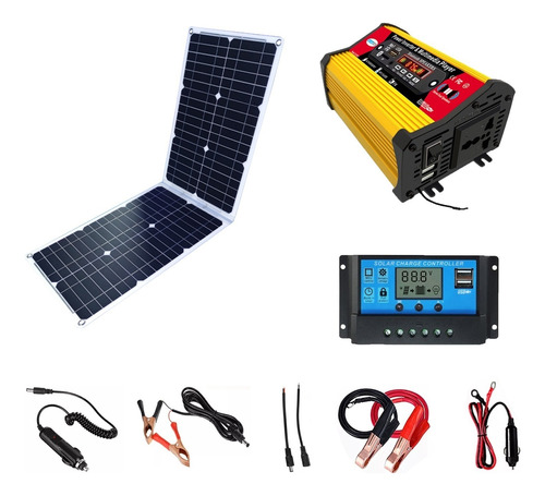 Inversor 300w Con 36w Energía Solar Kit De Sistema De