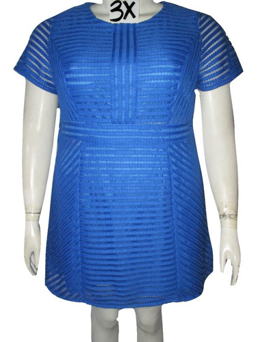 Vestido Azul Añil Perforado Talla 3x (40/42) Simply Be