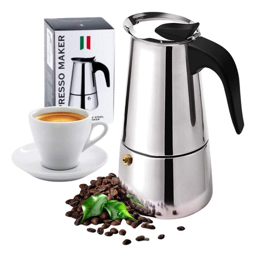 Cafetera 6 Tazas Tipo Italiana Espresso Acero Apto Fuego