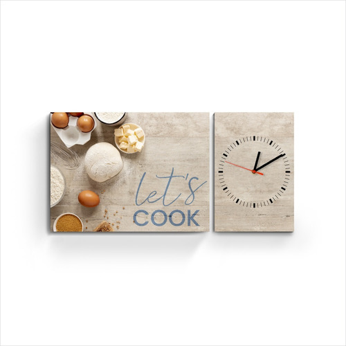 Relojes De Pared Cuadro Diptico Cocina Frases Lets Cook Deco