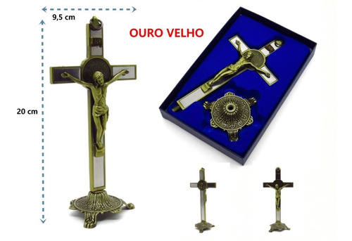 Crucifixo De Mesa Ou Parede Medalha De São Bento 20 Cm Metal