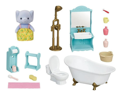 Sylvanian Families Toalete E Banho Com Irma Elefante 5380