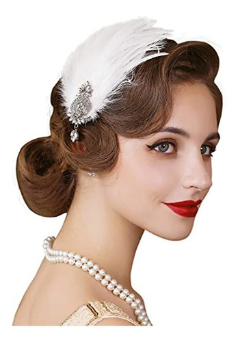 Sweetv 1920s Diadema De Plumas Con Aleta, Accesorios Para El