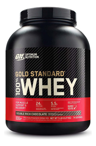 Suplemento en polvo Optimum Nutrition  Proteína Gold Standard 100% Whey proteína sabor double rich chocolate en pote de 2.27kg