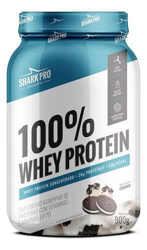 100% Whey Protein Pote 900g Proteína Shark Pro Sabores Top Sabor Cookies