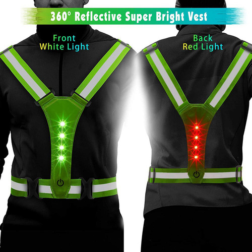 Chaleco Para Correr Reflectante Led, 3 Unidades, Elástico Y