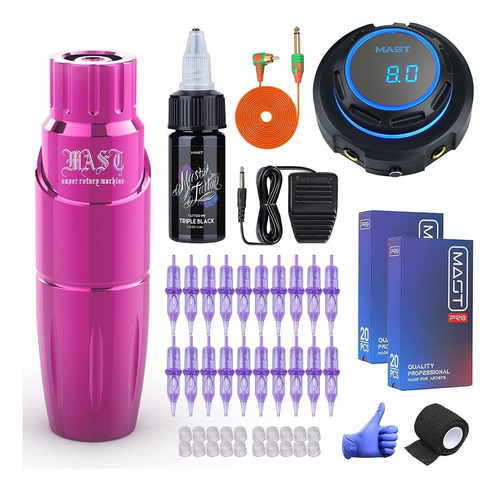 Mast Tour Tattoo Pen Kit Rotary Pink Color Tattoo Machi...