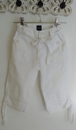 Pantalon Blanco Gap Niña Talle 7. Cintura Ajustable.