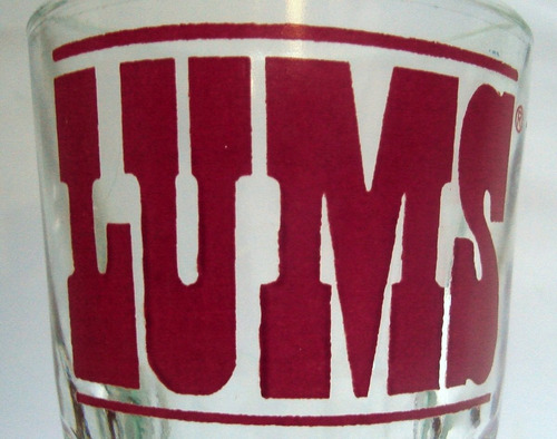 Copa Grande Transparente Facetada Lums Letras Rojas (Usado)