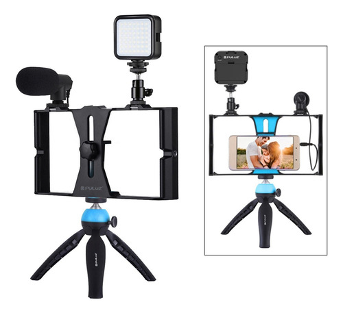 Para Teléfono Video Rig Kit Selfie Micrófono Película Que