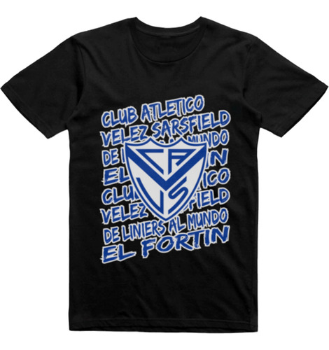 Remera Puro Algodon Negra Velez Sarsfield Modelo 2