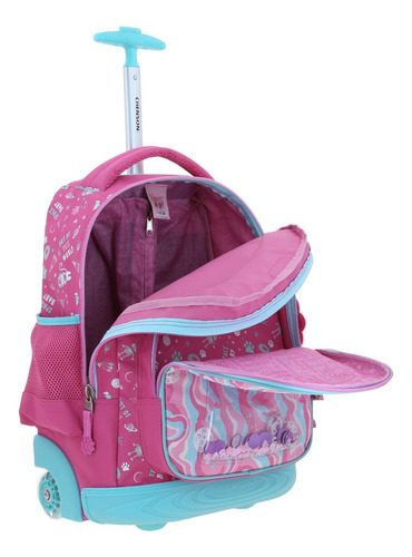 Mochila Happy Girl Ajua Primaria Con Carro Hg70161-p Color Rosa