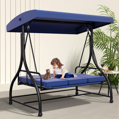 Silla Columpio De 3 Asientos Para Patio Al Aire Libre Con
