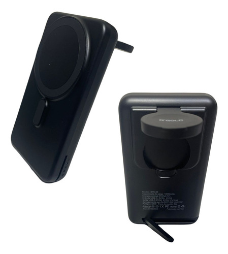 Carregador Indução 3em1 10000mah Para Celular Relógio E Fone Cor Preto